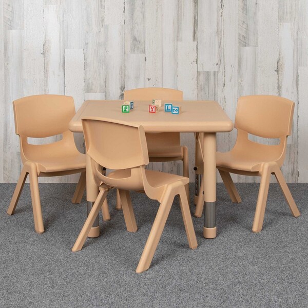 Flash Furniture Square 24 W, 24 L, 23.75 H, Plastic, Steel, Brown YU-YCX-0023-2-SQR-TBL-NAT-E-GG - main